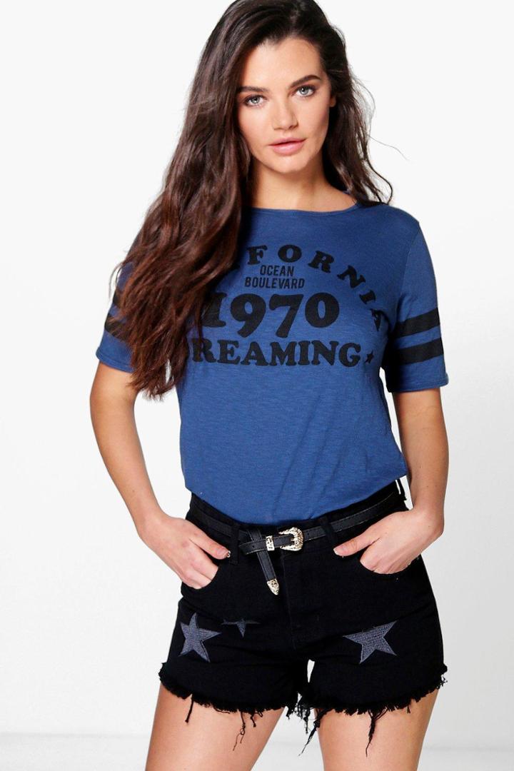 Boohoo Debbie High Rise Embroidery Denim Mom Shorts Black