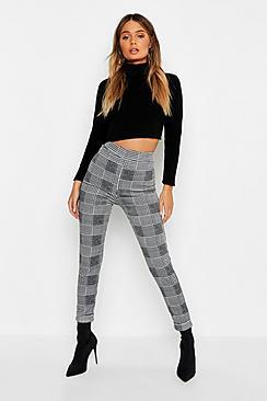 Boohoo Dogtooth Check Skinny Trousers