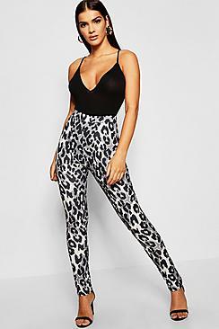Boohoo Leopard Print Skinny Stretch Trousers
