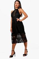 Boohoo Lace Panelled Detail Midi Skater Dress