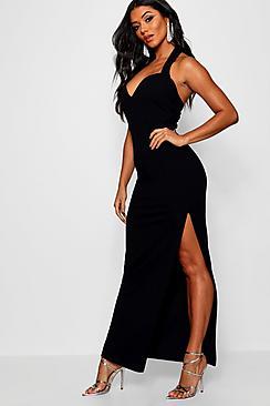 Boohoo Mila Halter Strap Sweetheart Maxi Dress