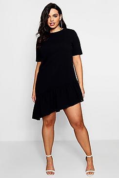 Boohoo Plus Georgie Asymmetric Hem Shift Dress