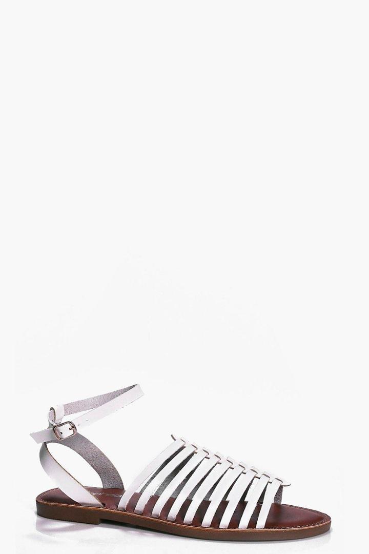 Boohoo Lydia Multi Strap Ankle Band Flat White