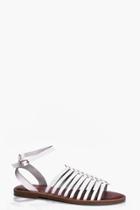 Boohoo Lydia Multi Strap Ankle Band Flat White