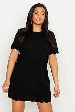 Boohoo Plus Scallop Edge Shift Dress