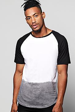 Boohoo Raglan T Shirt In Dip Dye
