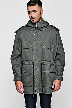 Boohoo 4 Pocket Hooded Field Jacket