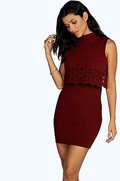 Boohoo Phoebe Cutout Double Layer Dress