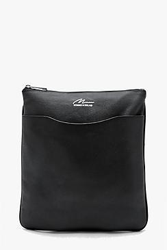 Boohoo Real Leather Saffiano Cross Body Bag