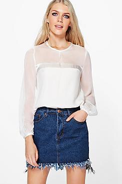 Boohoo Sophie Satin Panel Blouse