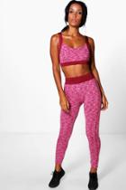 Boohoo Laura Fit Space Dye Performance Running Leggings Berry