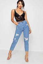 Boohoo Sophie High Waisted Distressed Mom Jeans
