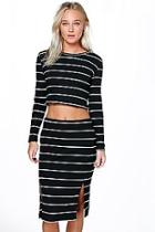 Boohoo Lauren Stripe Fine Gauge Split Back Skirt
