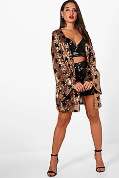 Boohoo Mila Star Sequin Kimono