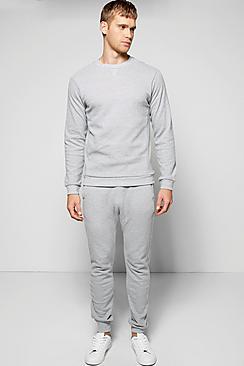 Boohoo Sweatshirt Tracksuit In Pique