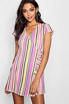 Boohoo Jasmine Bold Stripe Wrap Front Mini Dress
