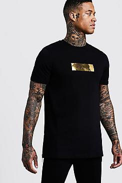 Boohoo Longline Man Gold Box T-shirt With Zips