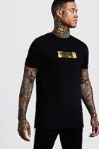 Boohoo Longline Man Gold Box T-shirt With Zips