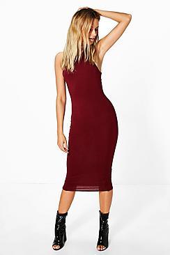 Boohoo Amelie Basic Racer Front Midi Dress