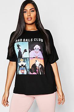 Boohoo Plus Disney 'bad Gals Club' T Shirt