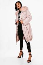 Boohoo Ivy Parka With Faux Fur Trim & Detachable Lining