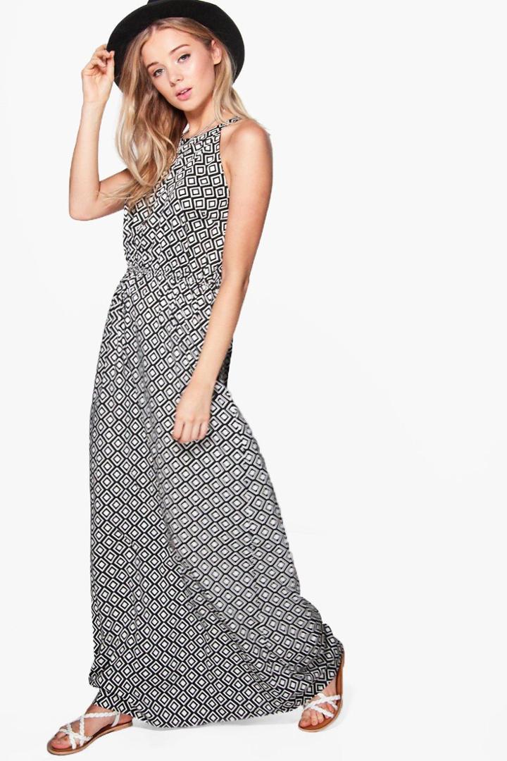 Boohoo Sinead Keyhole Printed Maxi Dress Multi