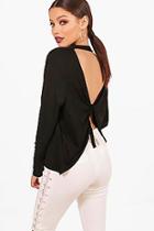 Boohoo Cassie Tie Back Long Sleeve Top