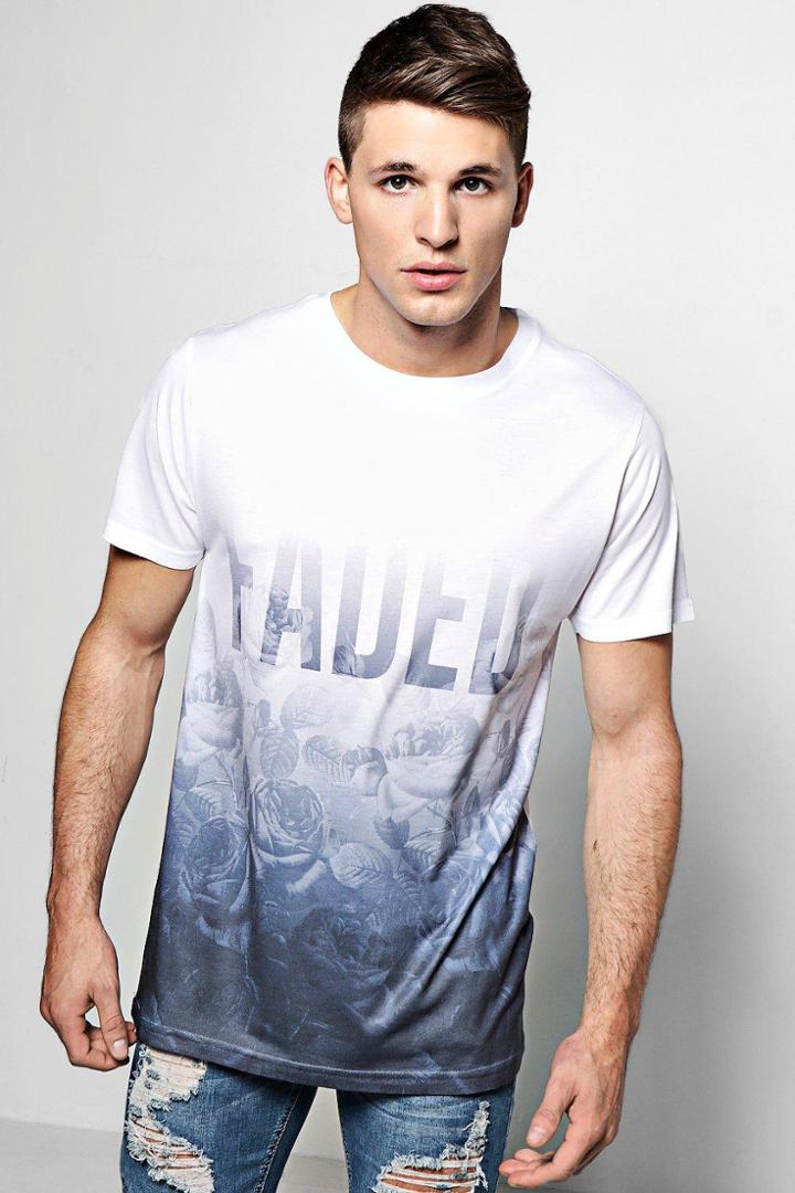 Boohoo Faded Rose Sublimation T Shirt White