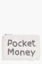 Boohoo Anna Pocket Money Slogan Embellished Purse White
