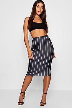 Boohoo Pinstripe Midi Skirt