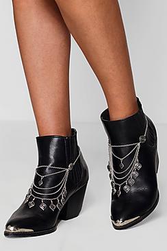 Boohoo Fran Boho Festival Boot Chain Pair