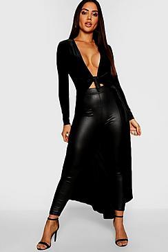 Boohoo Tie Front Plunge Maxi Top