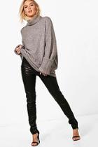 Boohoo Turn Up Cuff Maxi Sleeve Roll Neck Sweater