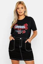 Boohoo Plus Oversized Broken Hearts Club Band T-shirt