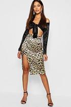 Boohoo Satin Tie Front Top + Midi Skirt Co-ord