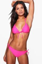 Boohoo Cuba Caged Back Strappy Triangle Bikini Pink