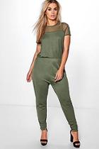 Boohoo Plus Mariah Mesh Insert Jumpsuit