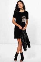 Boohoo Natasha Animal Print Pocket T-shirt Dress