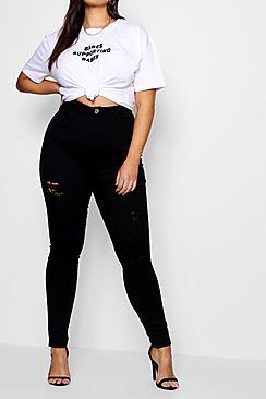 Boohoo Plus Hetty Ripped Skinny Jean