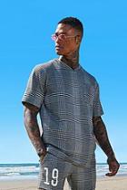 Boohoo Check V Neck Loose Fit T-shirt