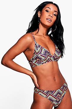 Boohoo Aruba Geo Tribal High Leg Triangle Bikini