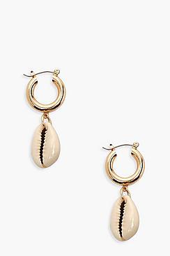 Boohoo Shell Charm Mini Hoop Earrings