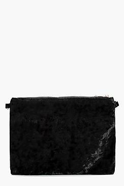 Boohoo Angel Crushed Velvet Ziptop Clutch