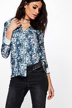 Boohoo Denise Print Detail Long Sleeved Shirt