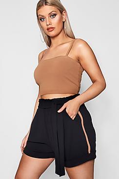 Boohoo Plus Grace High Waist Turn Up Short
