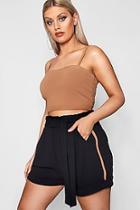 Boohoo Plus Grace High Waist Turn Up Short