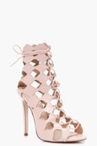 Boohoo Zoe Cage Ghillie Lace Up Heels Blush
