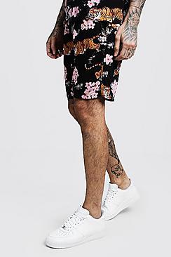 Boohoo Oriental Print Viscose Short