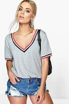 Boohoo Plus Rib V Neck Detail T-shirt