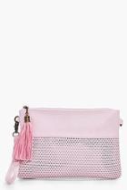 Boohoo Holly Perforated Zip Top Clutch